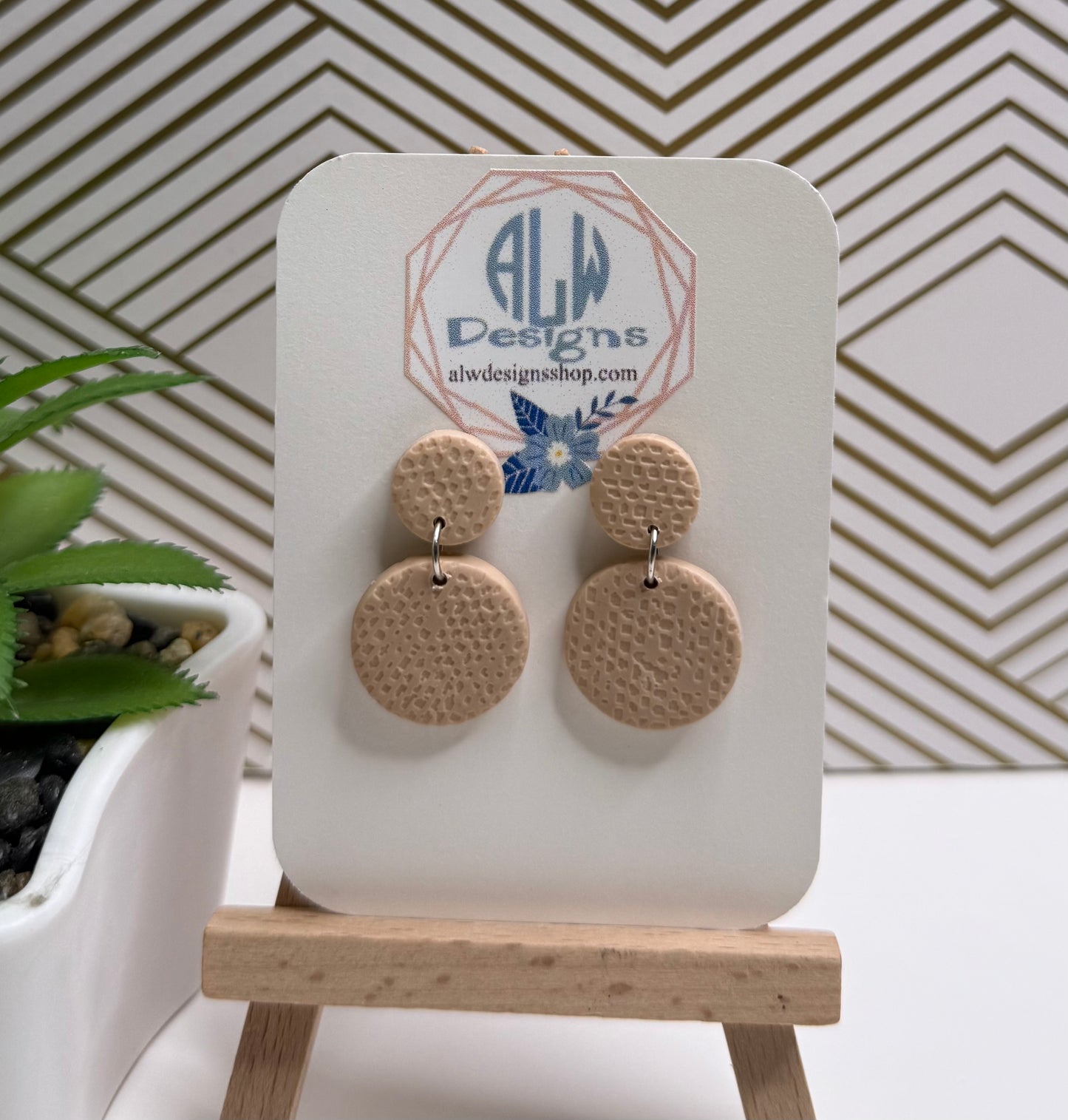 Textured Circle Dangle Earrings/ Polymen clay earrings
