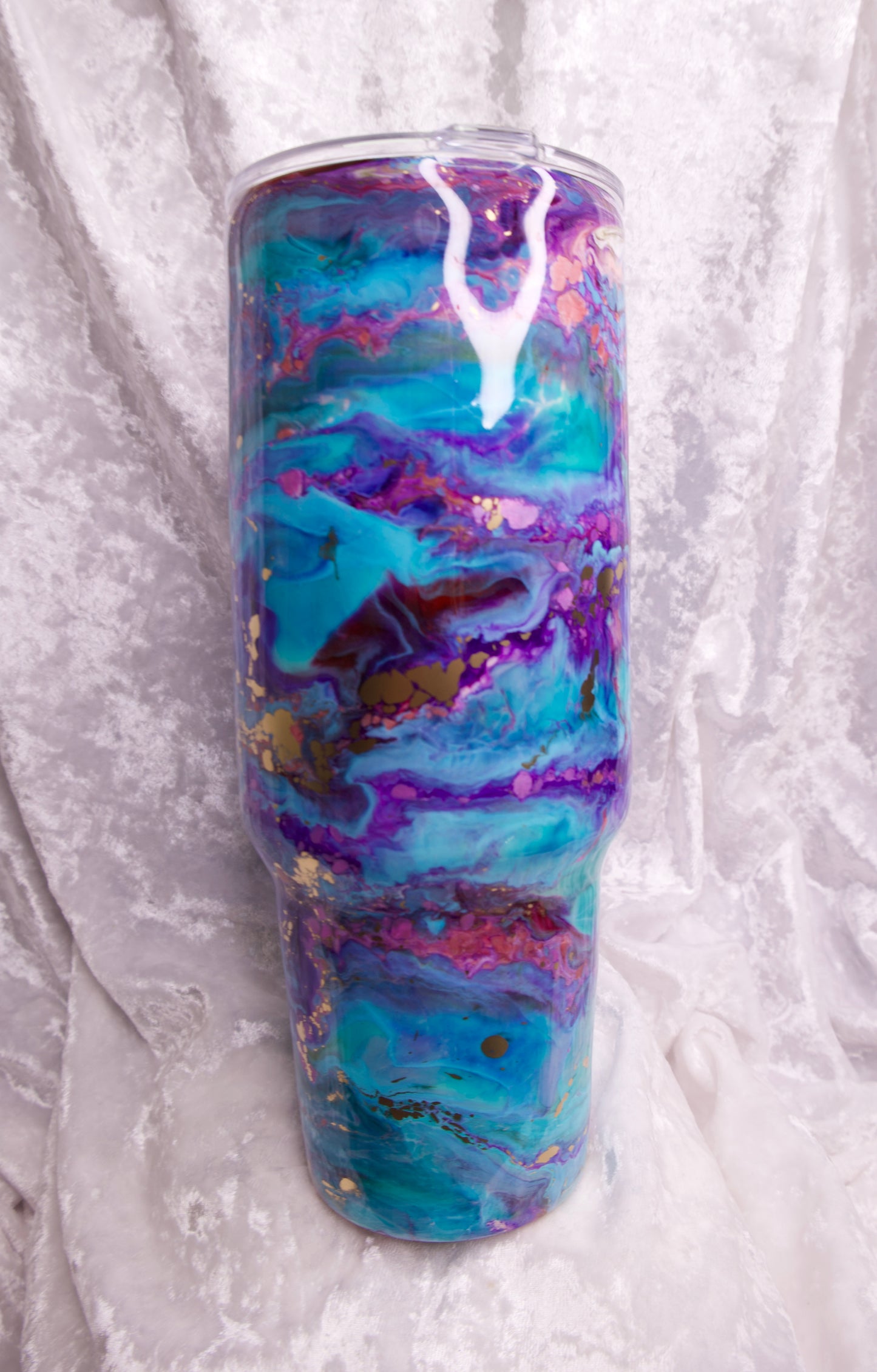 40 oz Galaxy Tumbler/ Multi color ink Swirl epoxied Tumbler