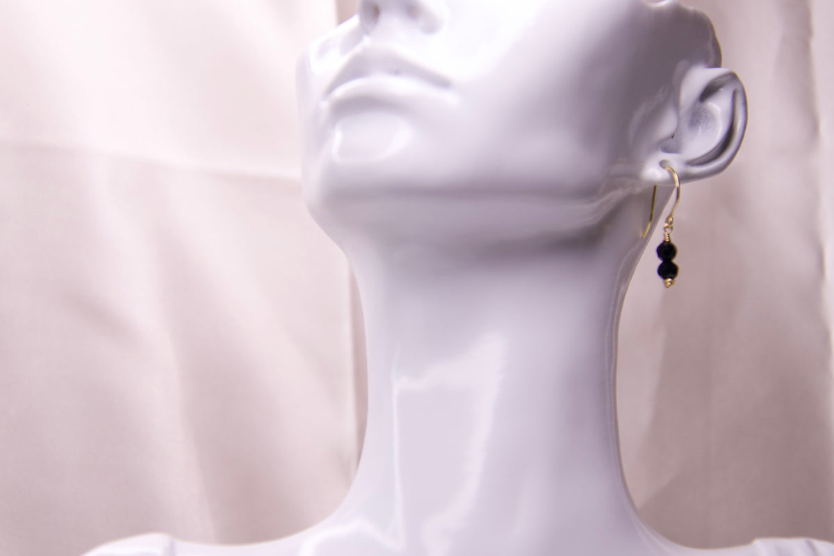 Handmade Black Onyx Gold Drop Earrings