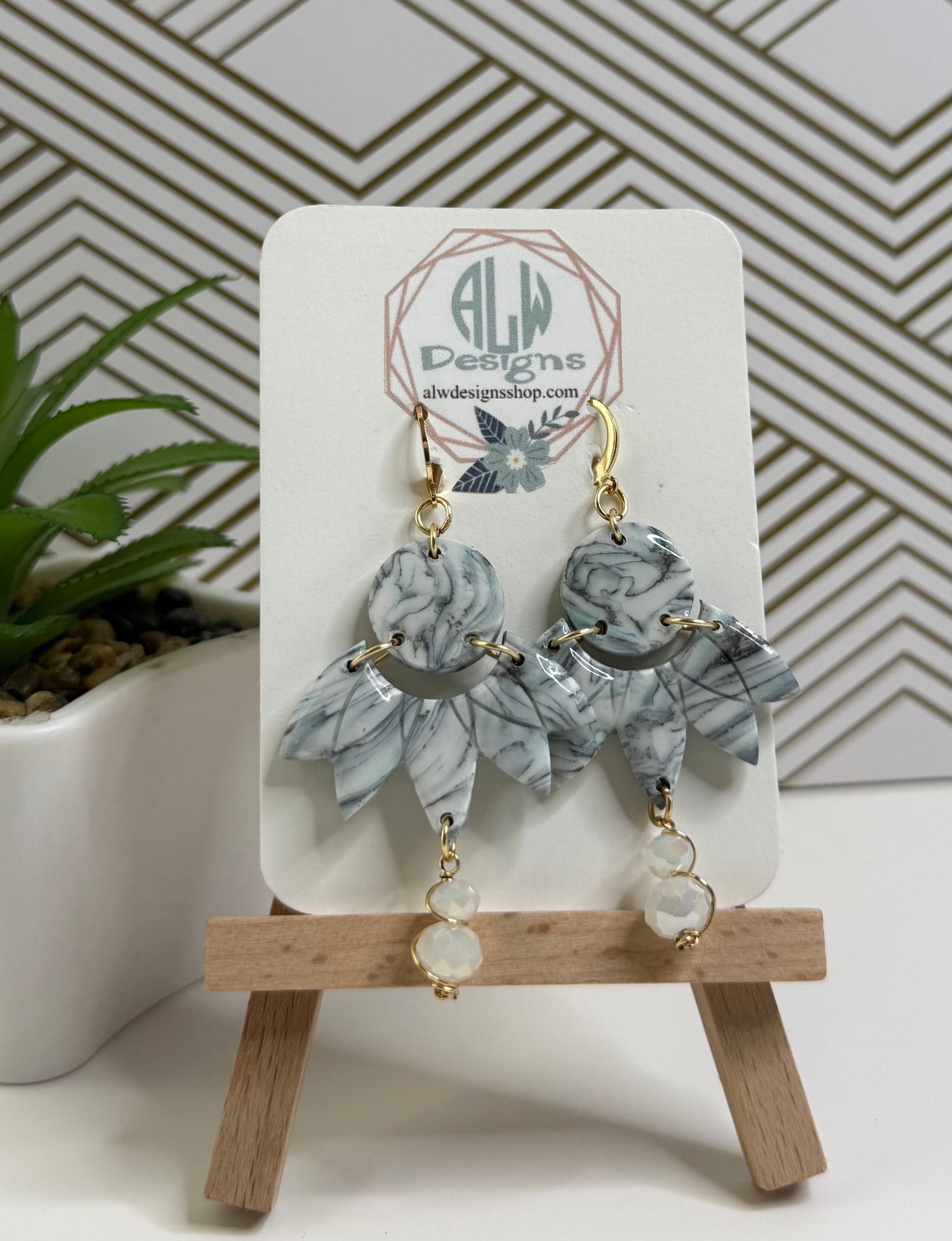 Boho clay dangle Earrings/handmade earrings