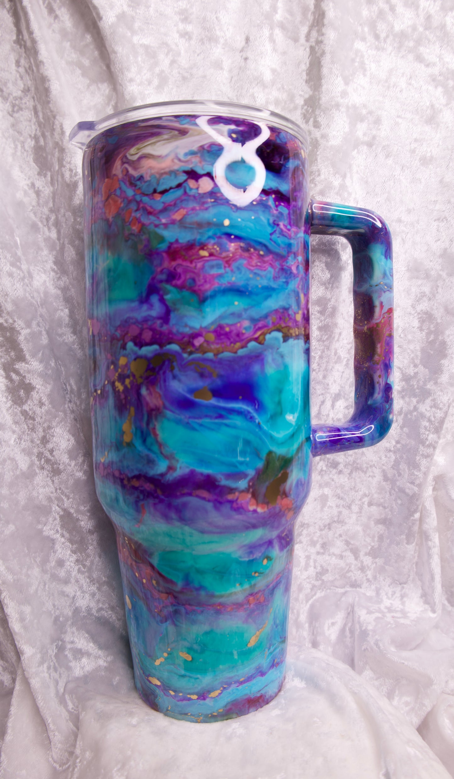 40 oz Galaxy Tumbler/ Multi color ink Swirl epoxied Tumbler