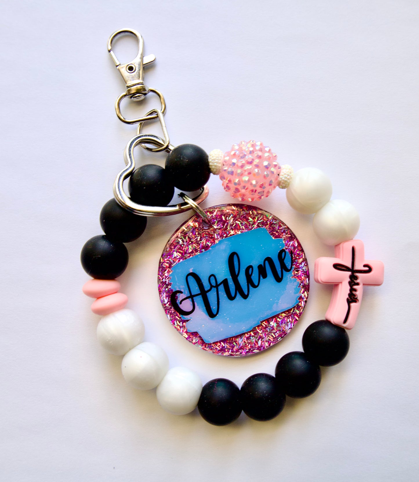 Jesus wristlet/wristlet keychain/ silicone beaded wrislet/christian wristlet