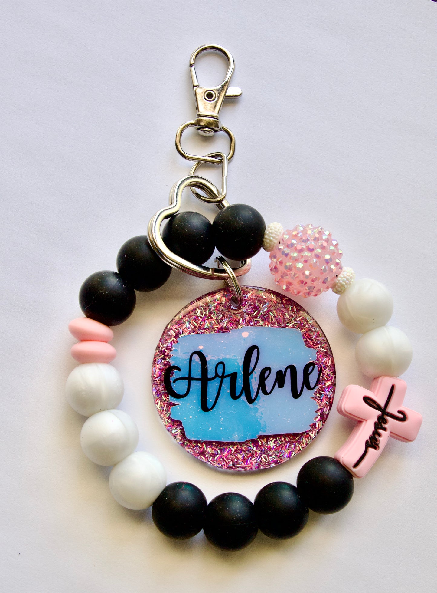Jesus wristlet/wristlet keychain/ silicone beaded wrislet/christian wristlet