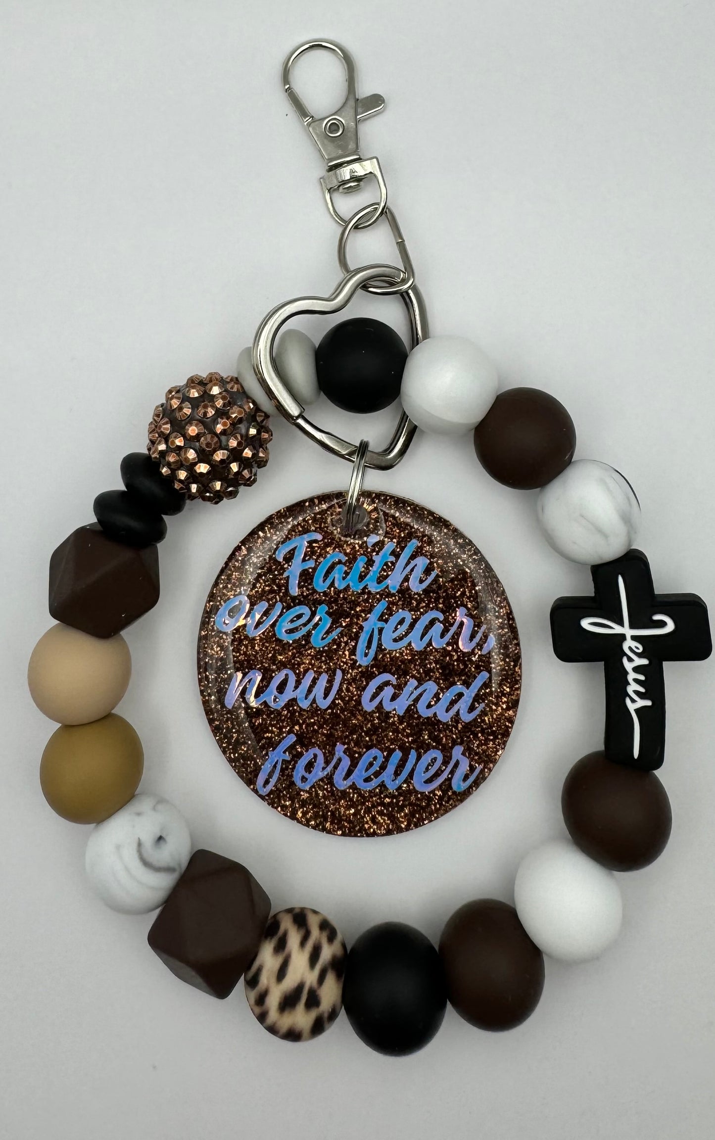 FAITH OVER FEAR NOW AND FOREVER/WRISTLET/KECHAIN/ JESUS WRISTLETS