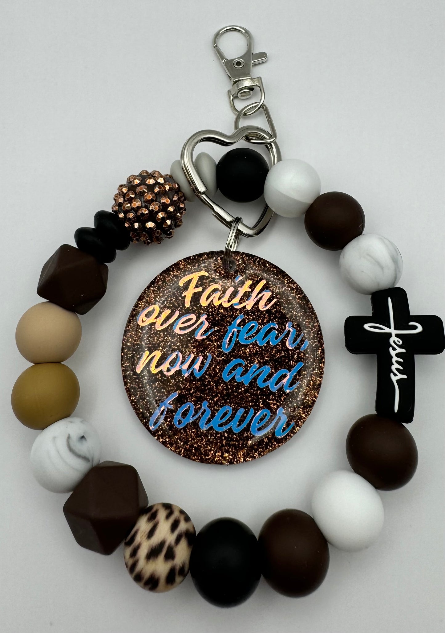 FAITH OVER FEAR NOW AND FOREVER/WRISTLET/KECHAIN/ JESUS WRISTLETS