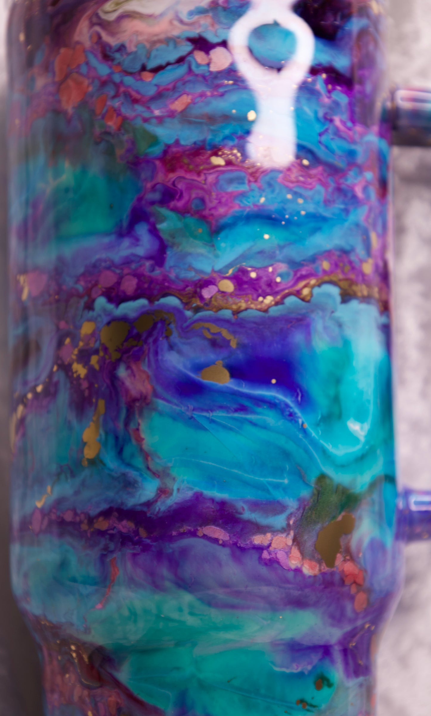 40 oz Galaxy Tumbler/ Multi color ink Swirl epoxied Tumbler