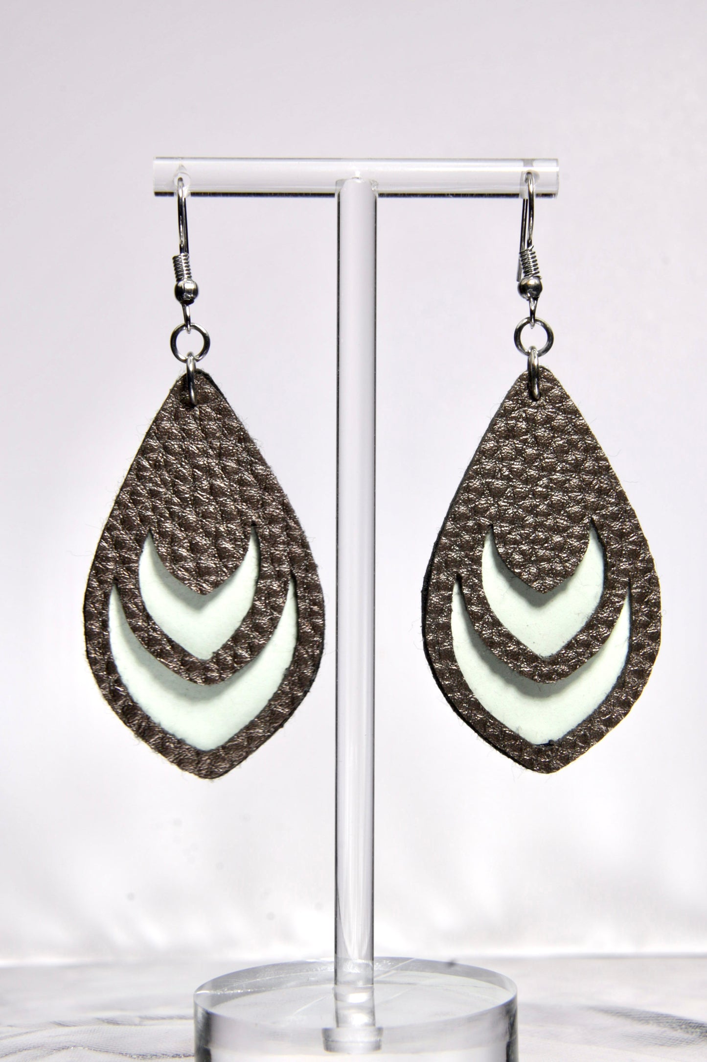 Faux leather earrings/Teardrop dangle earring