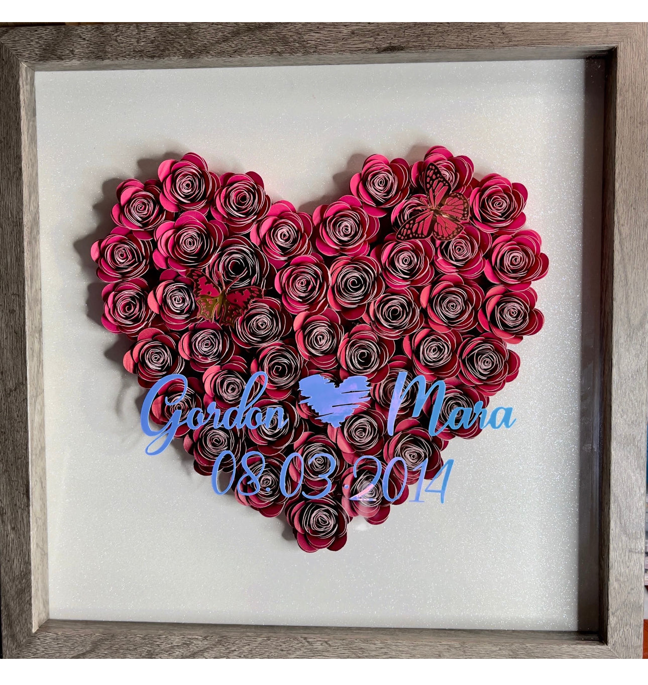 Heart shadow box frame/anniversary gift/birthday gift/gift for her/him.