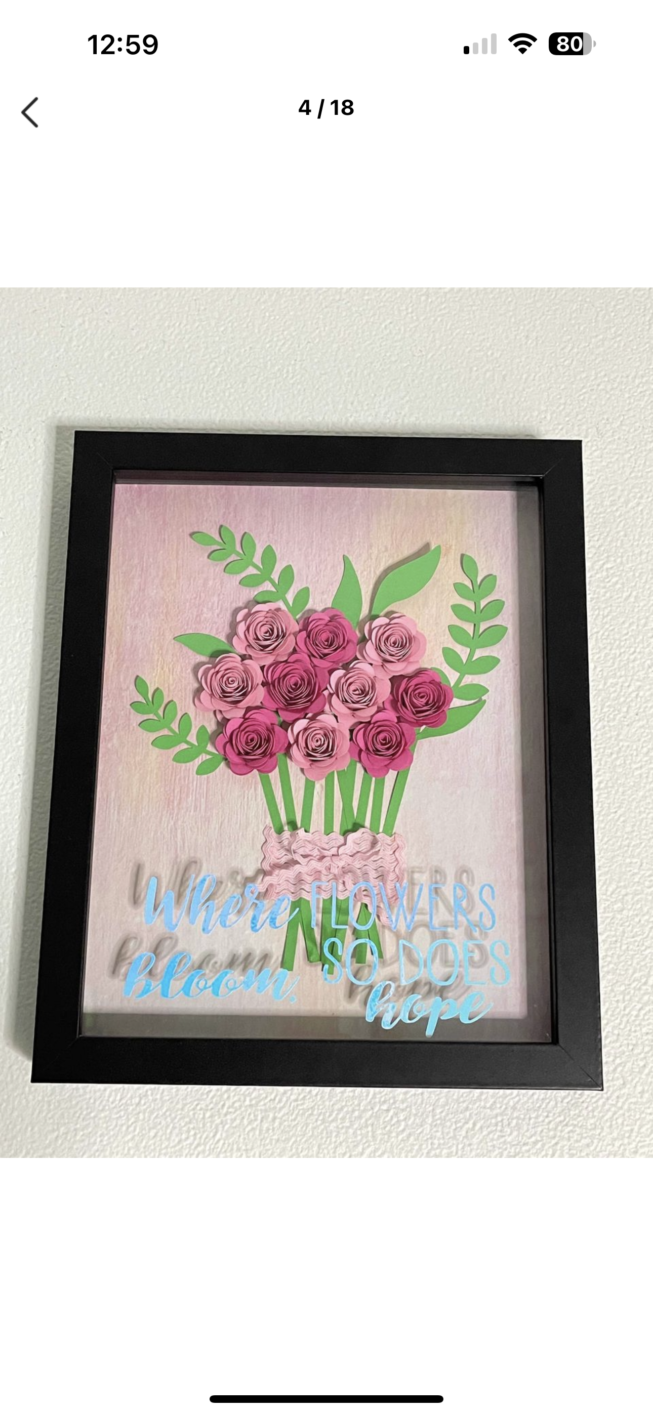Where flowers boom,so does hope,shadow box frame,