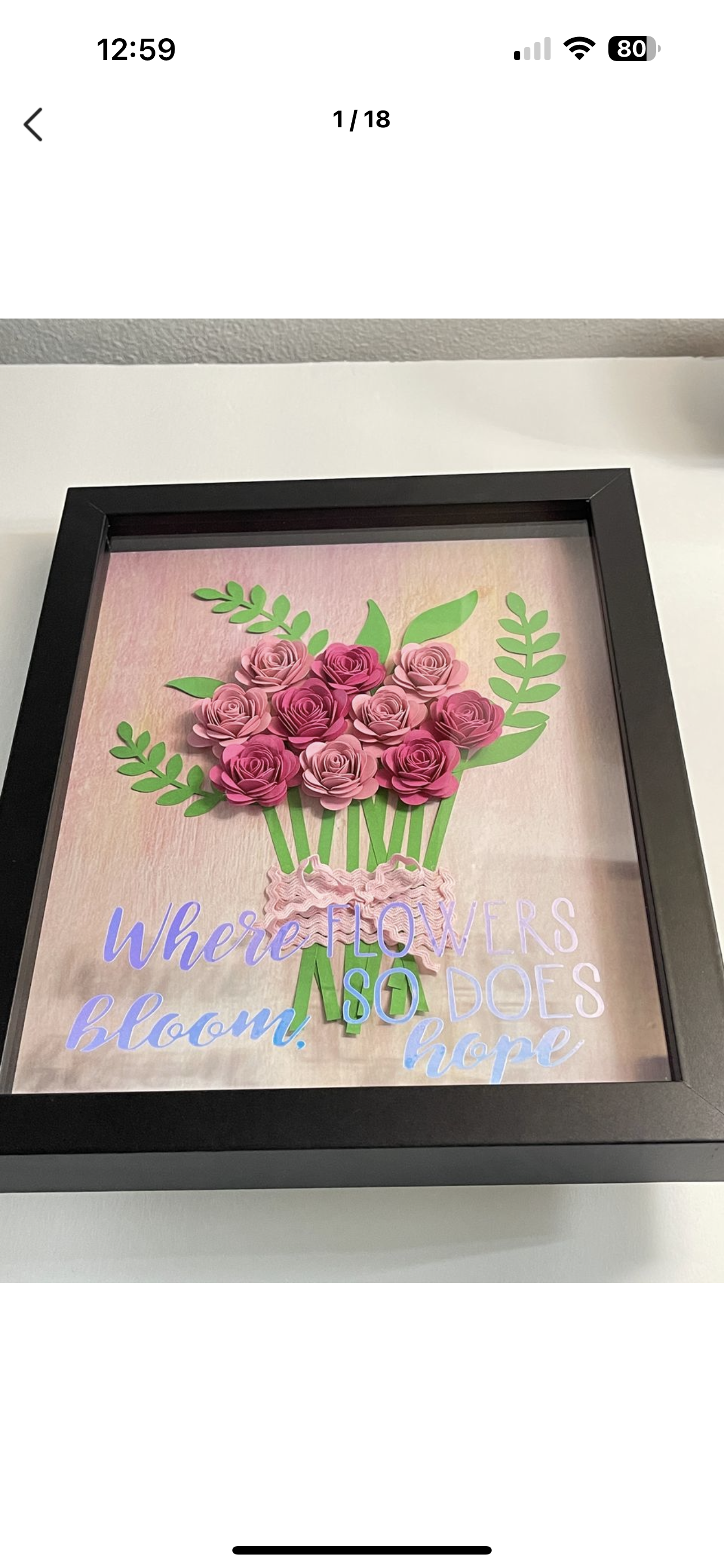 Where flowers boom,so does hope,shadow box frame,