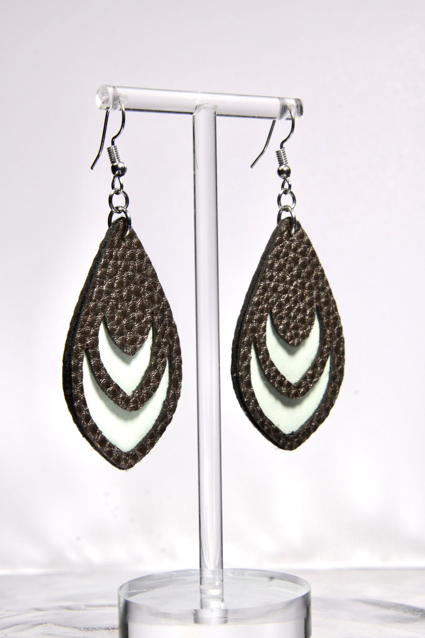 Faux leather earrings/Teardrop dangle earring