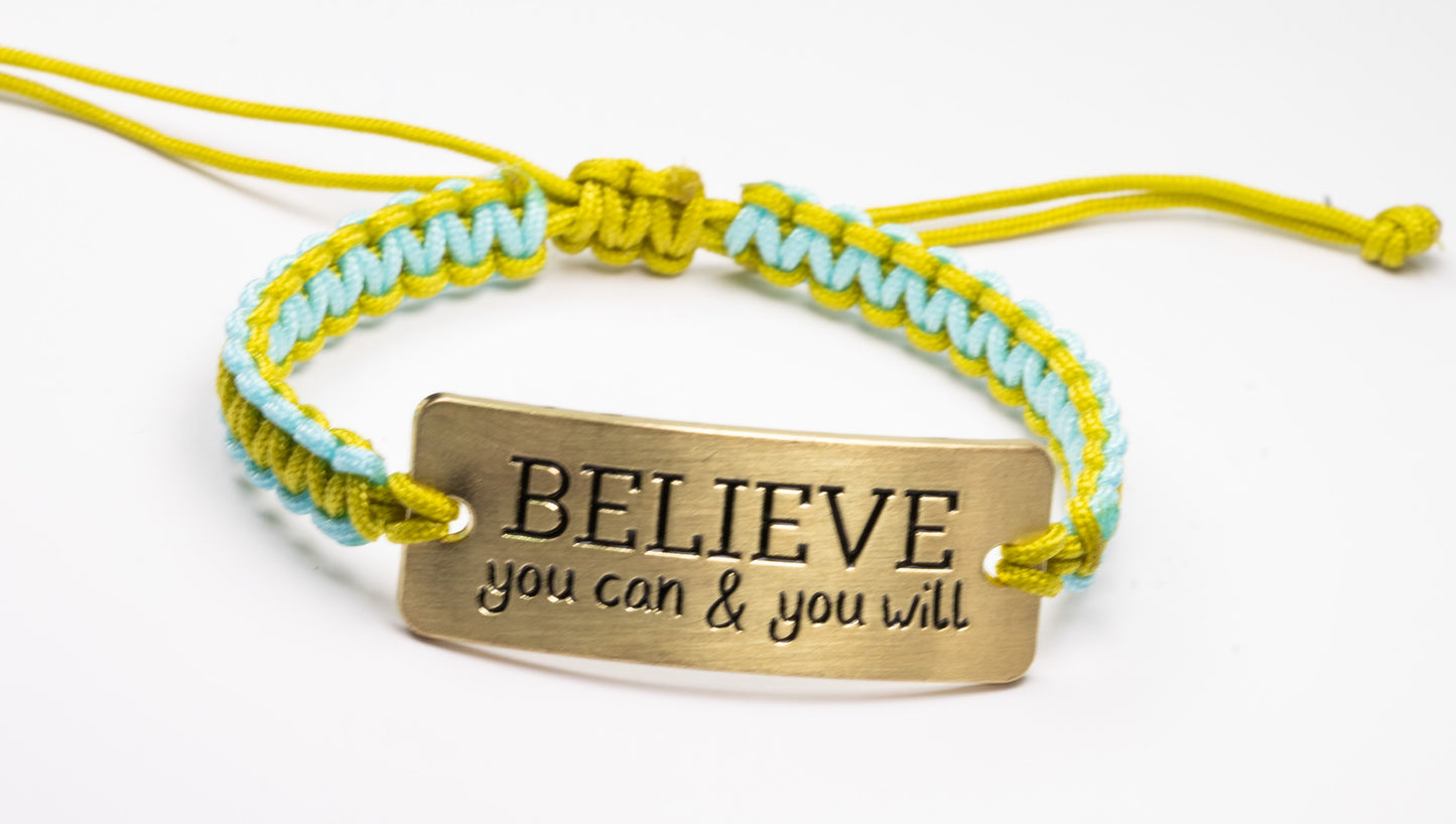 Believe you can and you will bracelet,gift for her, fashion jewelry,handmade bracelet