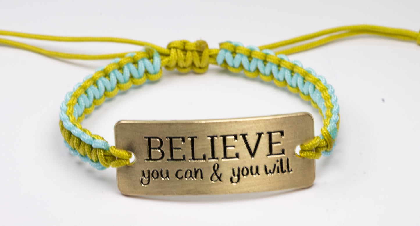 Believe you can and you will bracelet,gift for her, fashion jewelry,handmade bracelet
