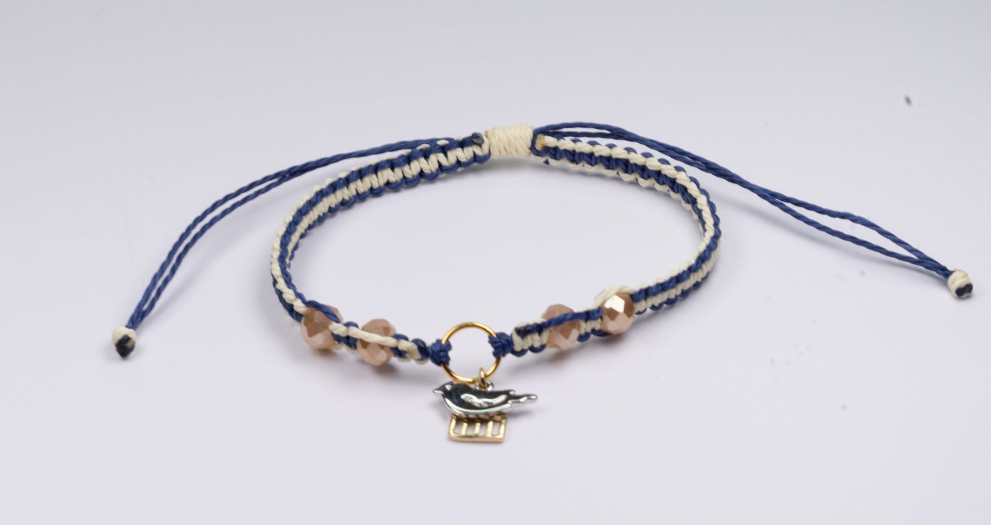 BIRD WITH CAGE BRACELET,MACRAME BRACELET