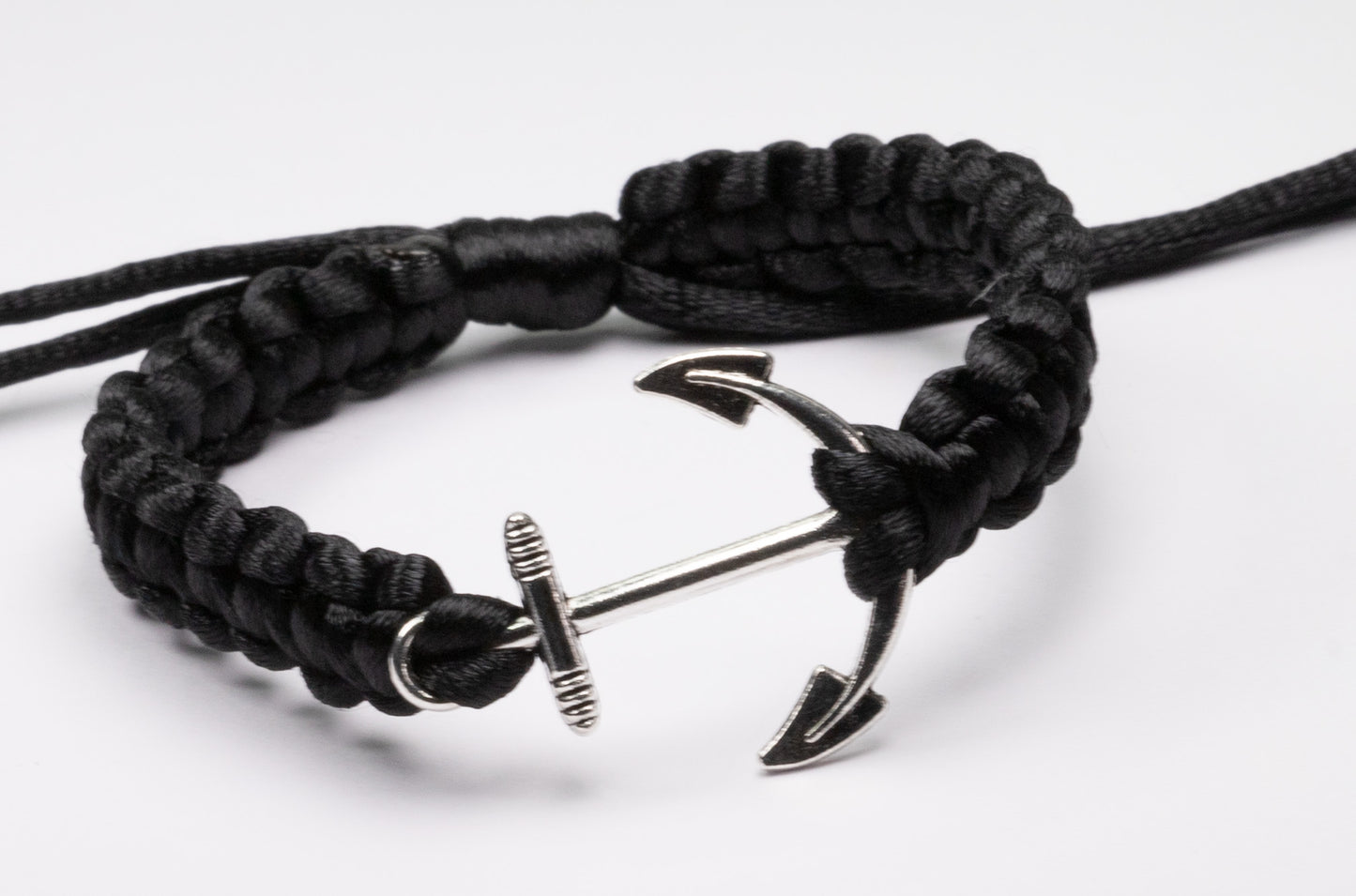 BLACK ANCHOR BRACELET|SILVER ANTIQUE ANCHOR|HANDMADE BRACELET |gift for him|Macrame bracelet