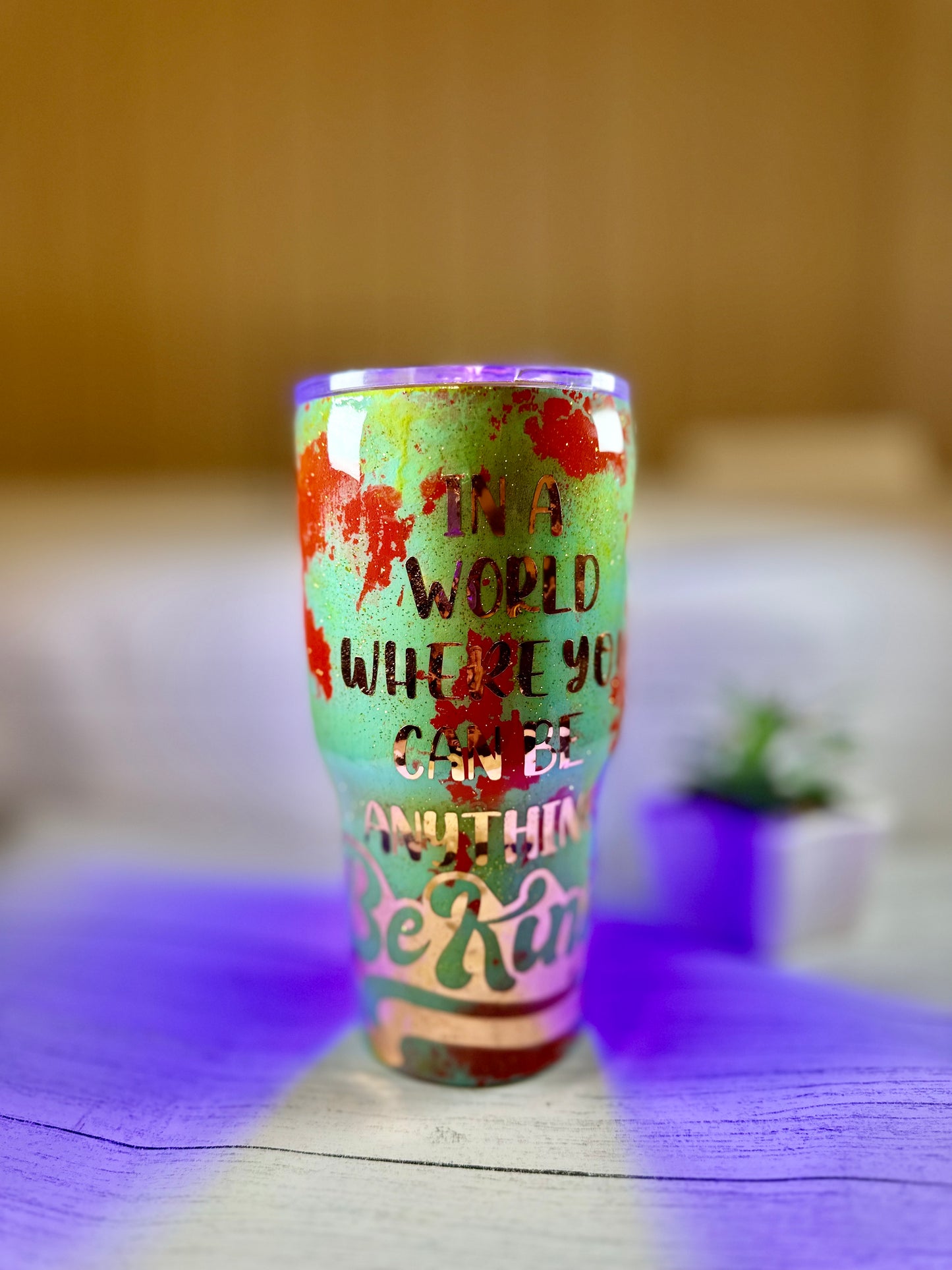 In a world when you can be anything Be kind, custom tumbler, 40oz stainless steel tumbler