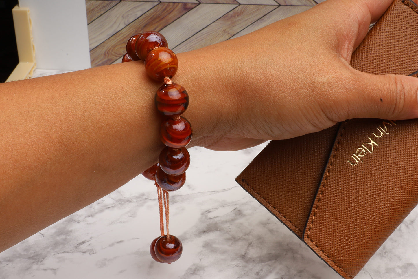 Orange macrame bracelet, adjustable bracelet,gift for her