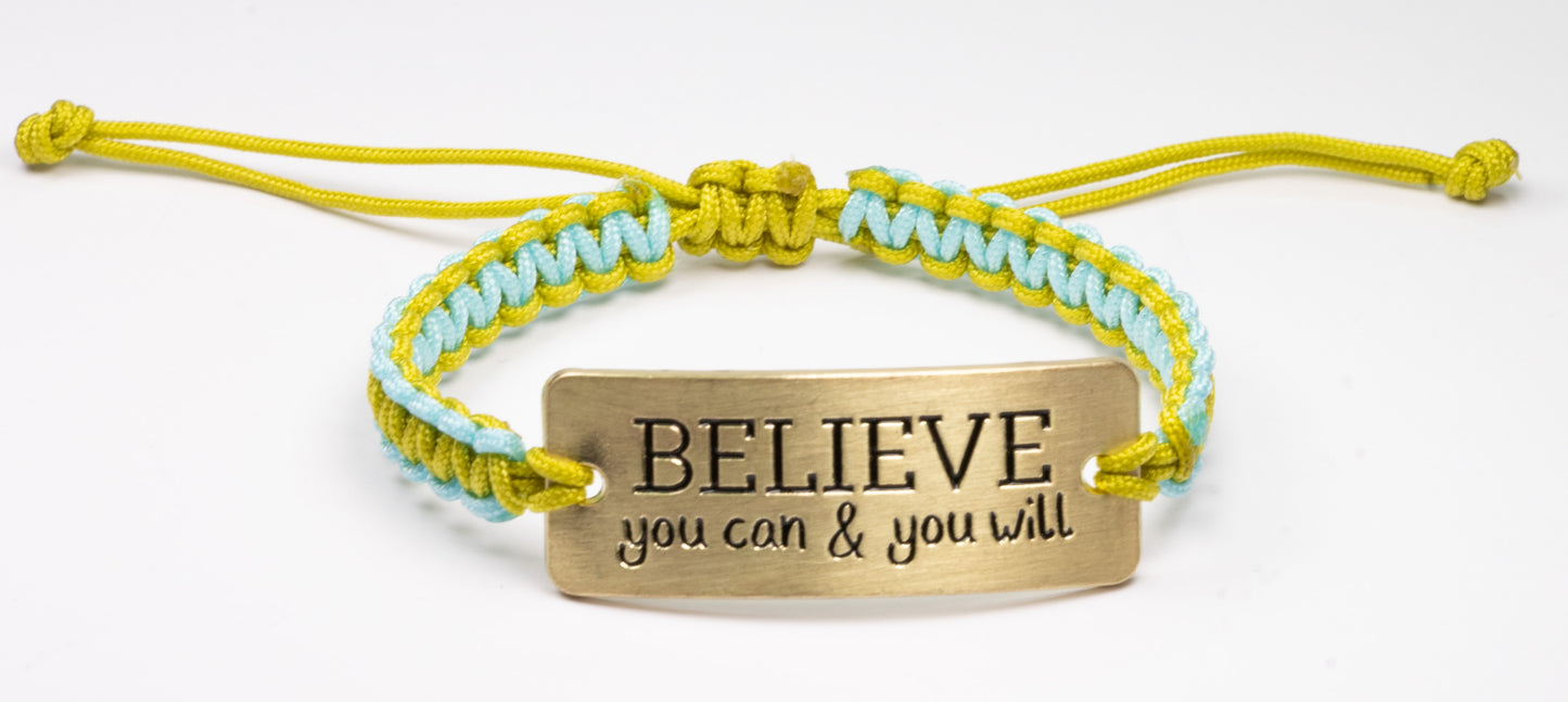Believe you can and you will bracelet,gift for her, fashion jewelry,handmade bracelet