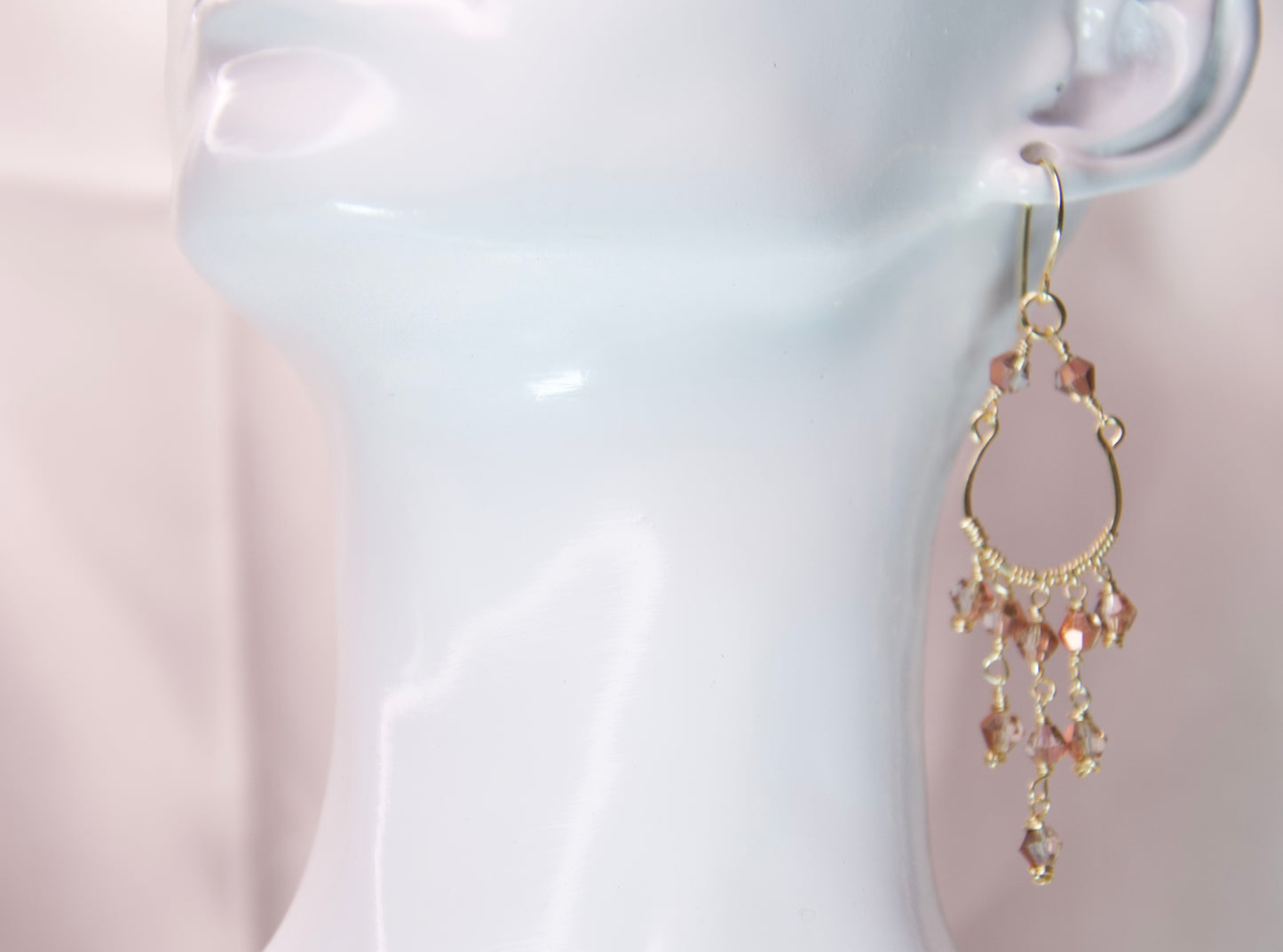 Blush Cascade Crystal Chandelier Earrings (Pink)/ Aurora Cascade Crystal Chandelier Earrings (Iridescent)
