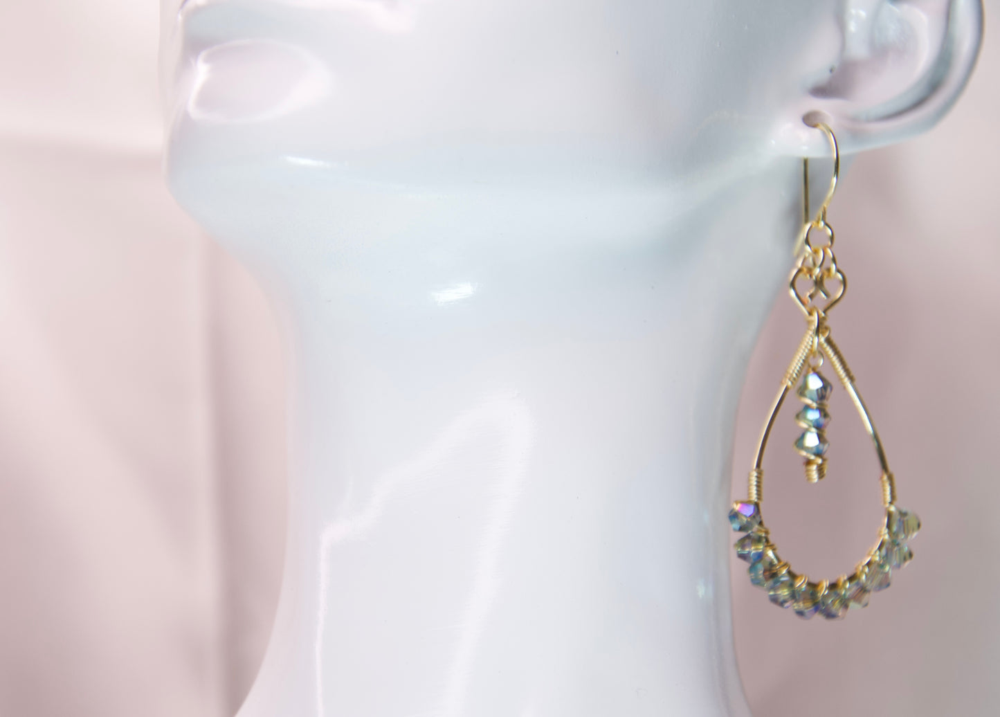 Aurora Crystal Teardrop Wire Wrapped Earrings