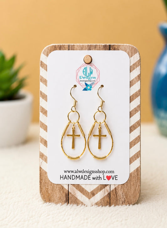 Grace Cross Drops- Faith Teardrop Earrings