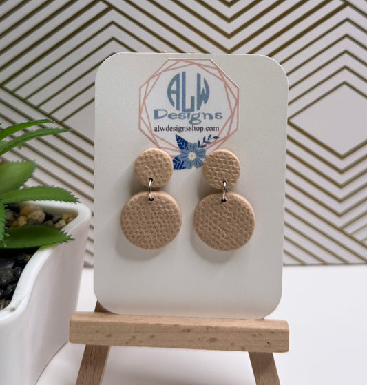 Textured Circle Dangle Earrings/ Polymen clay earrings