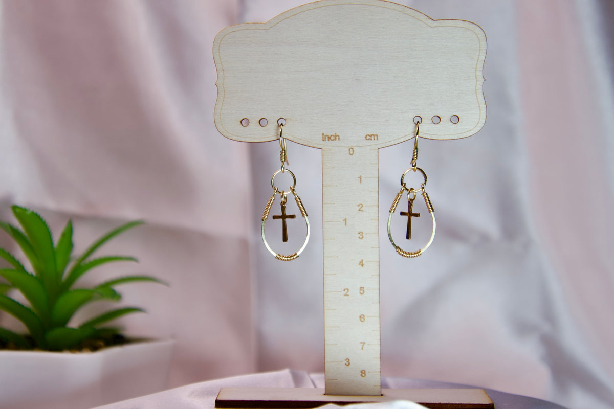 Grace Cross Drops- Faith Teardrop Earrings