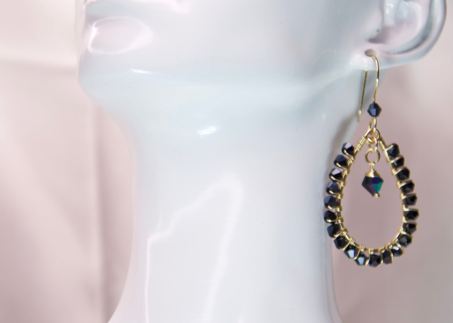 Midnight Elegance Black Crystal Teardrop Earrings