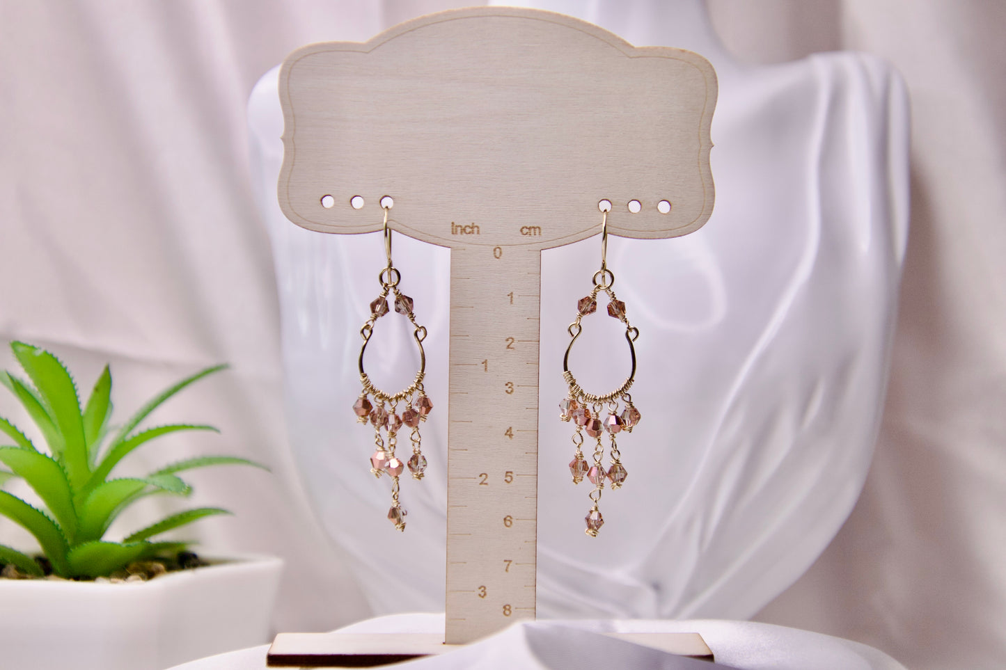 Blush Cascade Crystal Chandelier Earrings (Pink)/ Aurora Cascade Crystal Chandelier Earrings (Iridescent)
