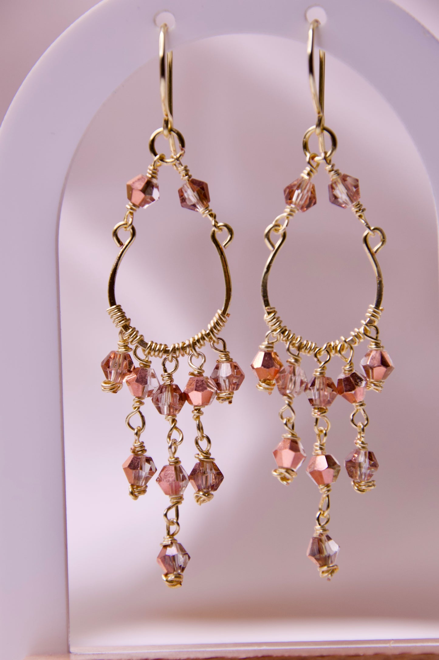 Blush Cascade Crystal Chandelier Earrings (Pink)/ Aurora Cascade Crystal Chandelier Earrings (Iridescent)