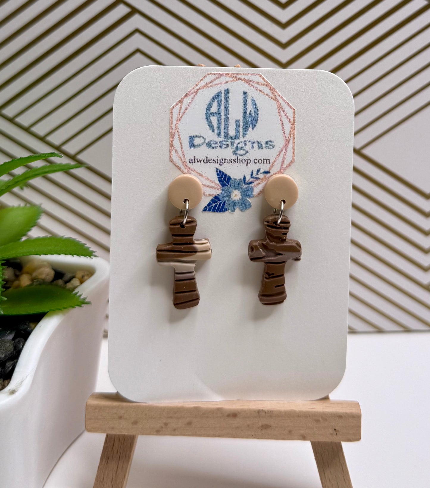 Cross earrings/ Daisy cross earrings