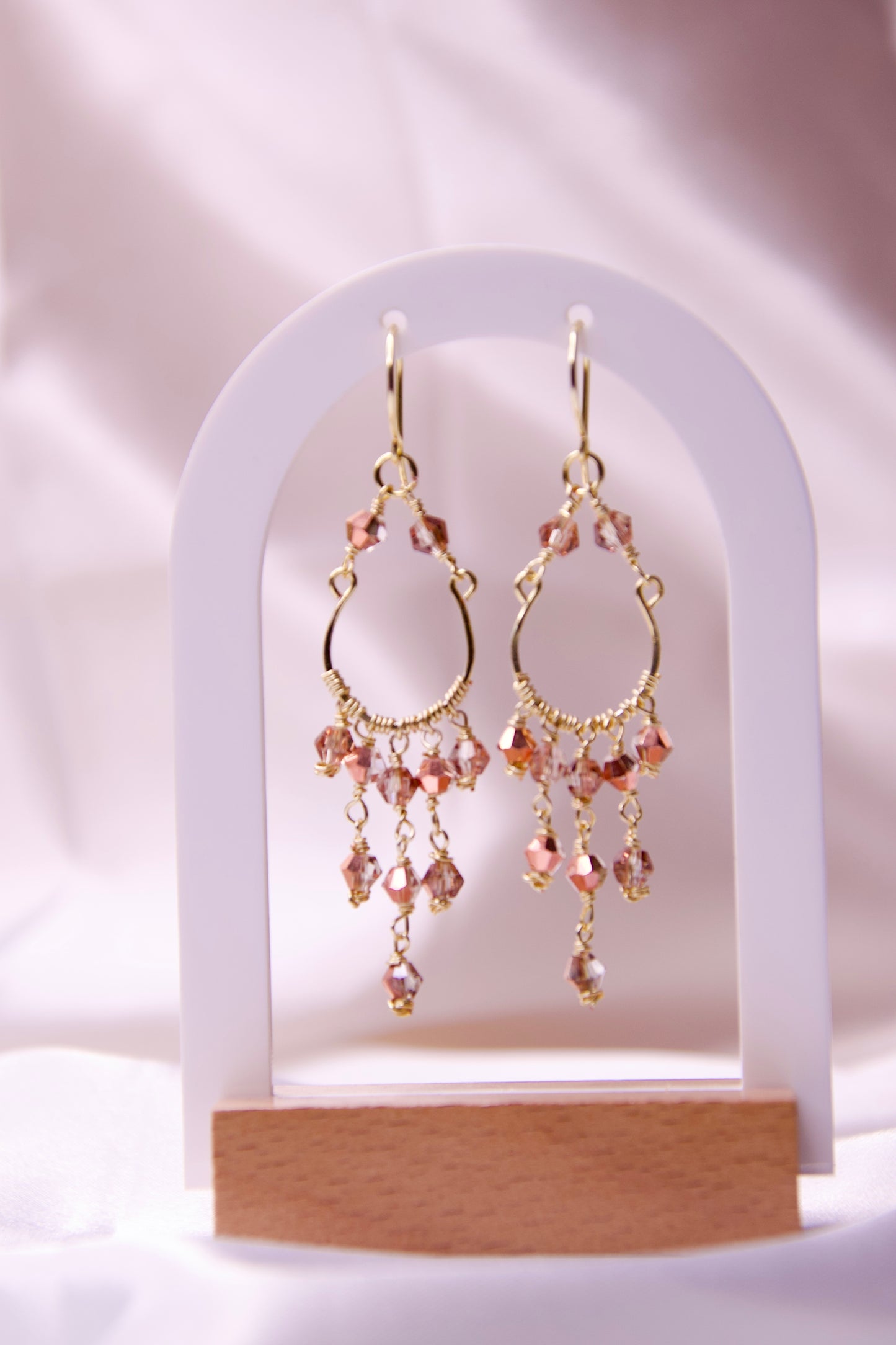 Blush Cascade Crystal Chandelier Earrings (Pink)/ Aurora Cascade Crystal Chandelier Earrings (Iridescent)