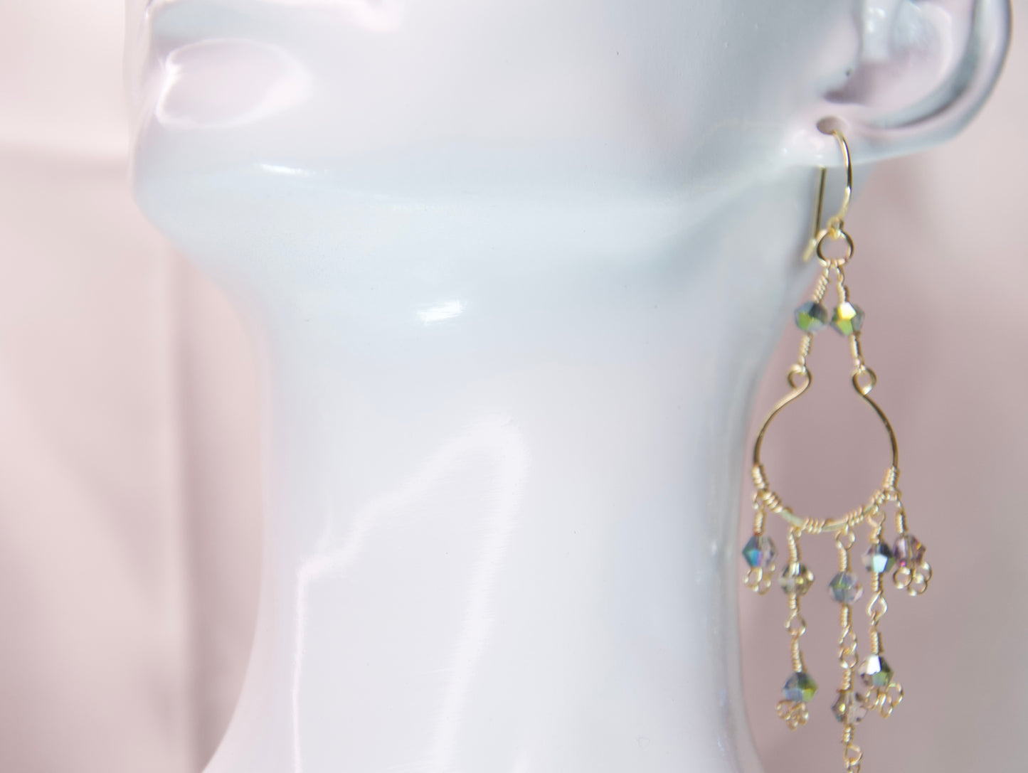 Blush Cascade Crystal Chandelier Earrings (Pink)/ Aurora Cascade Crystal Chandelier Earrings (Iridescent)