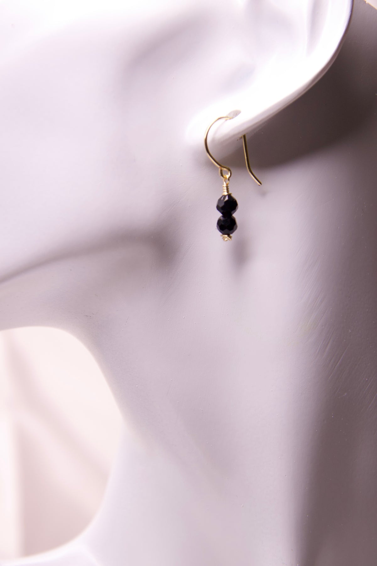 Handmade Black Onyx Gold Drop Earrings