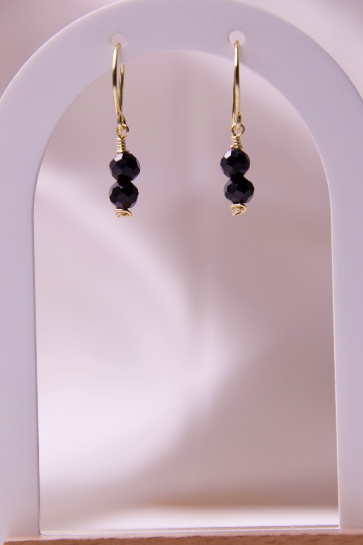 Handmade Black Onyx Gold Drop Earrings