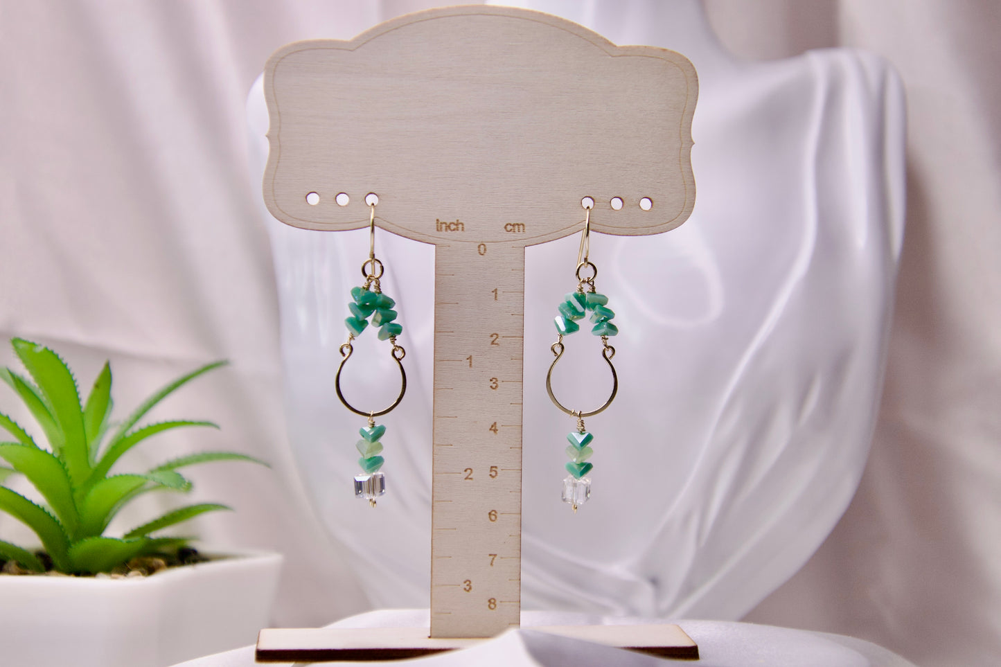 Emerald Breeze Crystal Drop Earrings