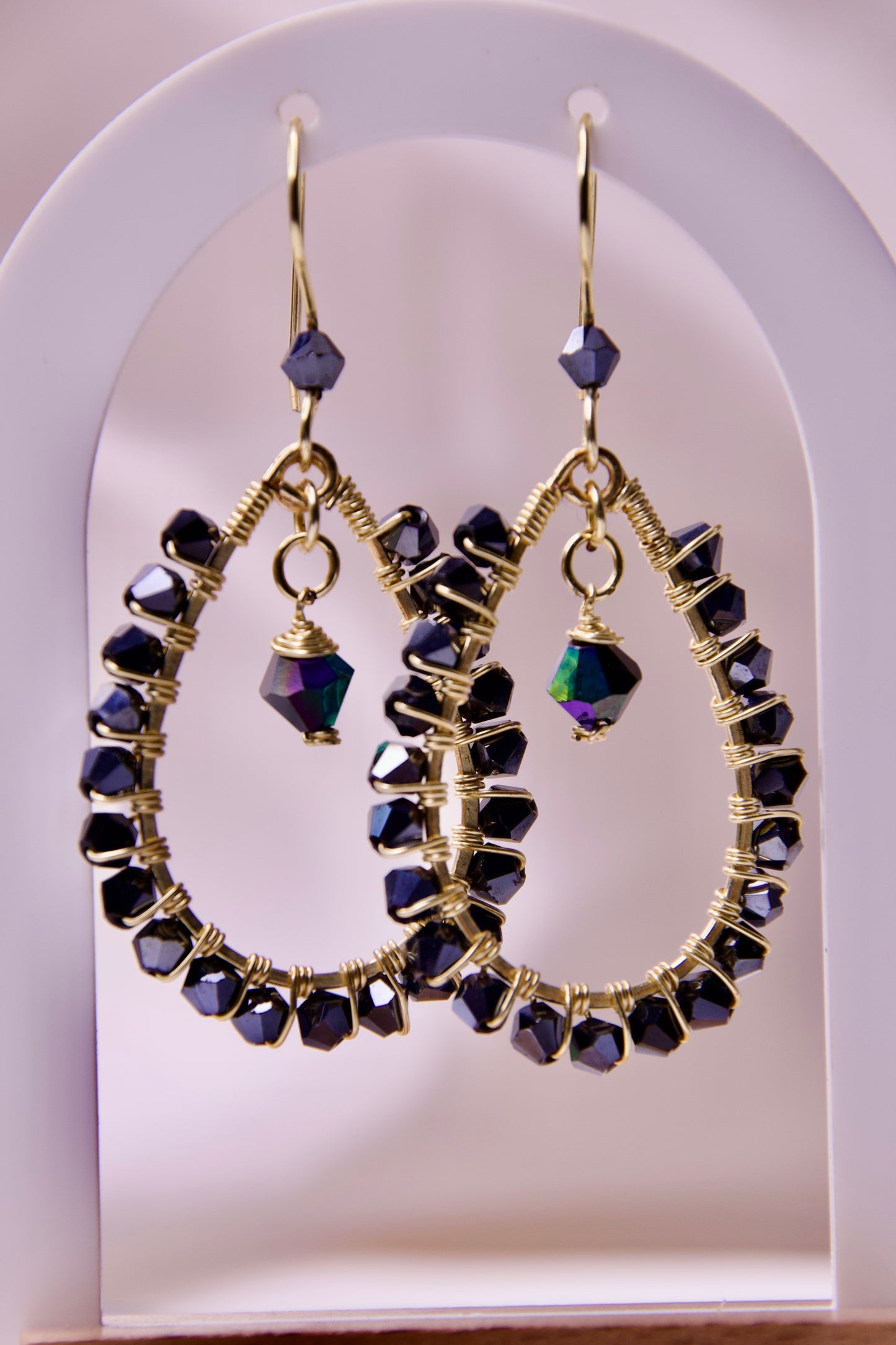 Midnight Elegance Black Crystal Teardrop Earrings