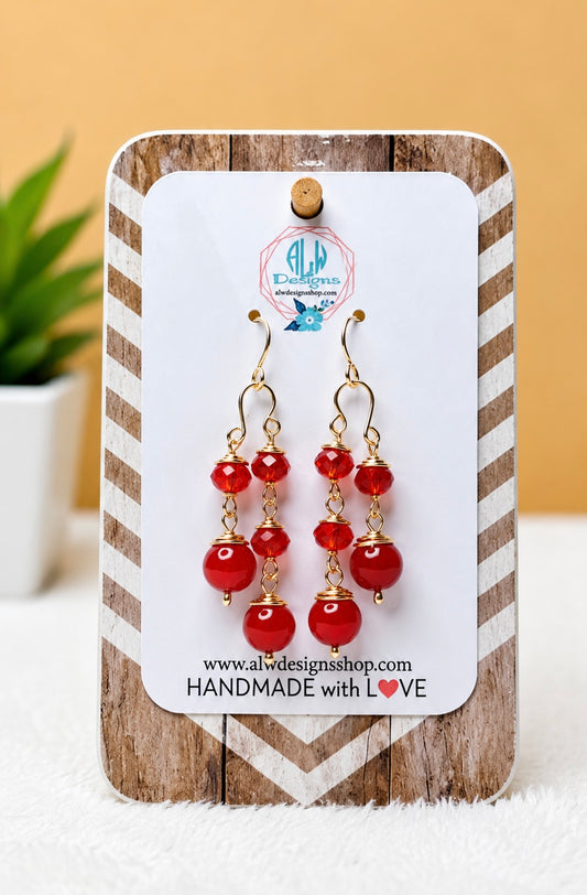 Scarlet Flame Dangle Earrings