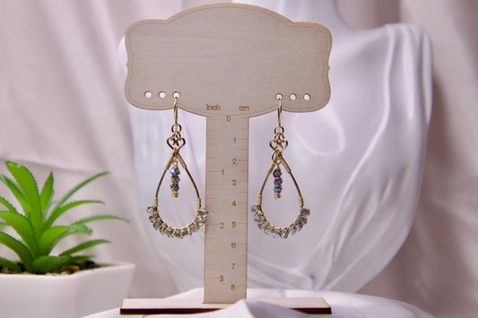 Aurora Crystal Teardrop Wire Wrapped Earrings