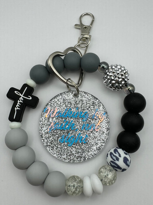 WALKING BY FAITH NOT BY SIGHT WRISTLET/keychain/Wristlet/Jesus Wristlet