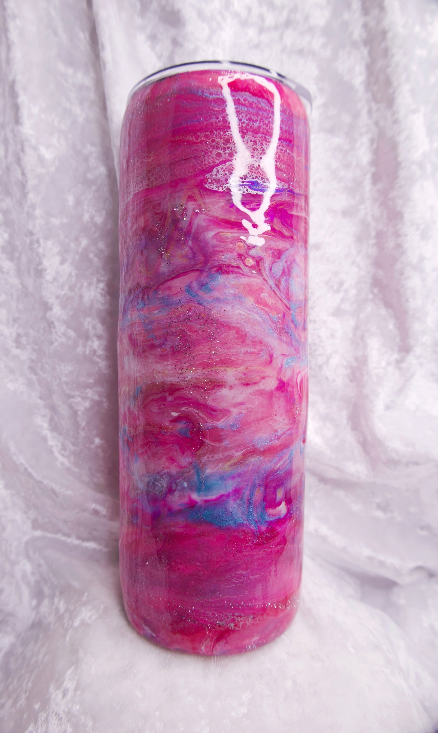 20 Oz Glittered Pink Blue red ink swirl