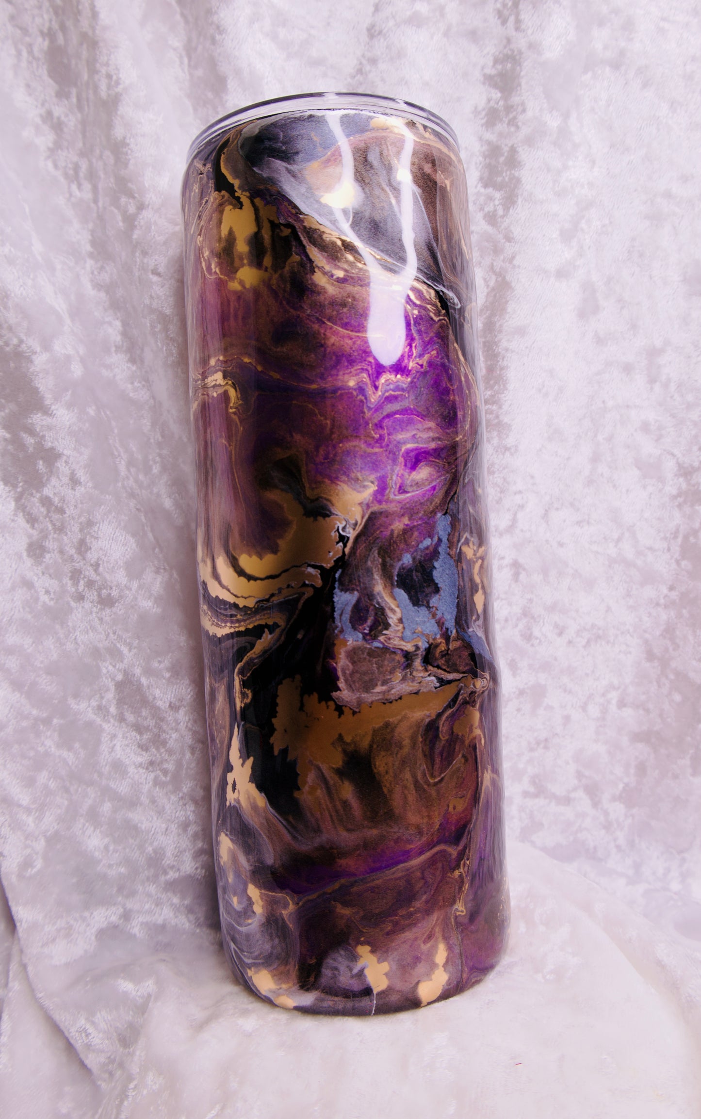 20 Oz Gold black Purple ink Marble Tumbler