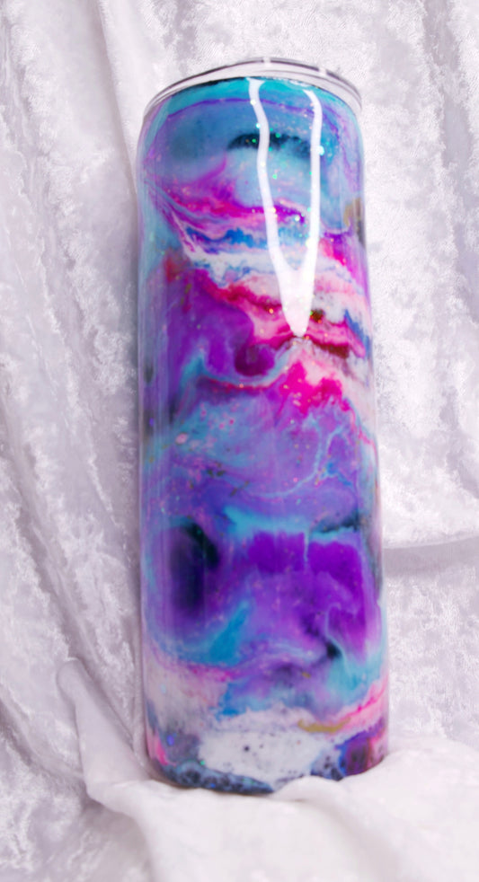 20 oz Purple Pink,Blue ink Swirl Tumbler