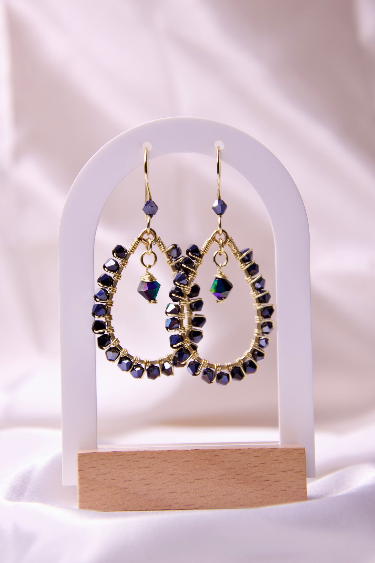 Midnight Elegance Black Crystal Teardrop Earrings