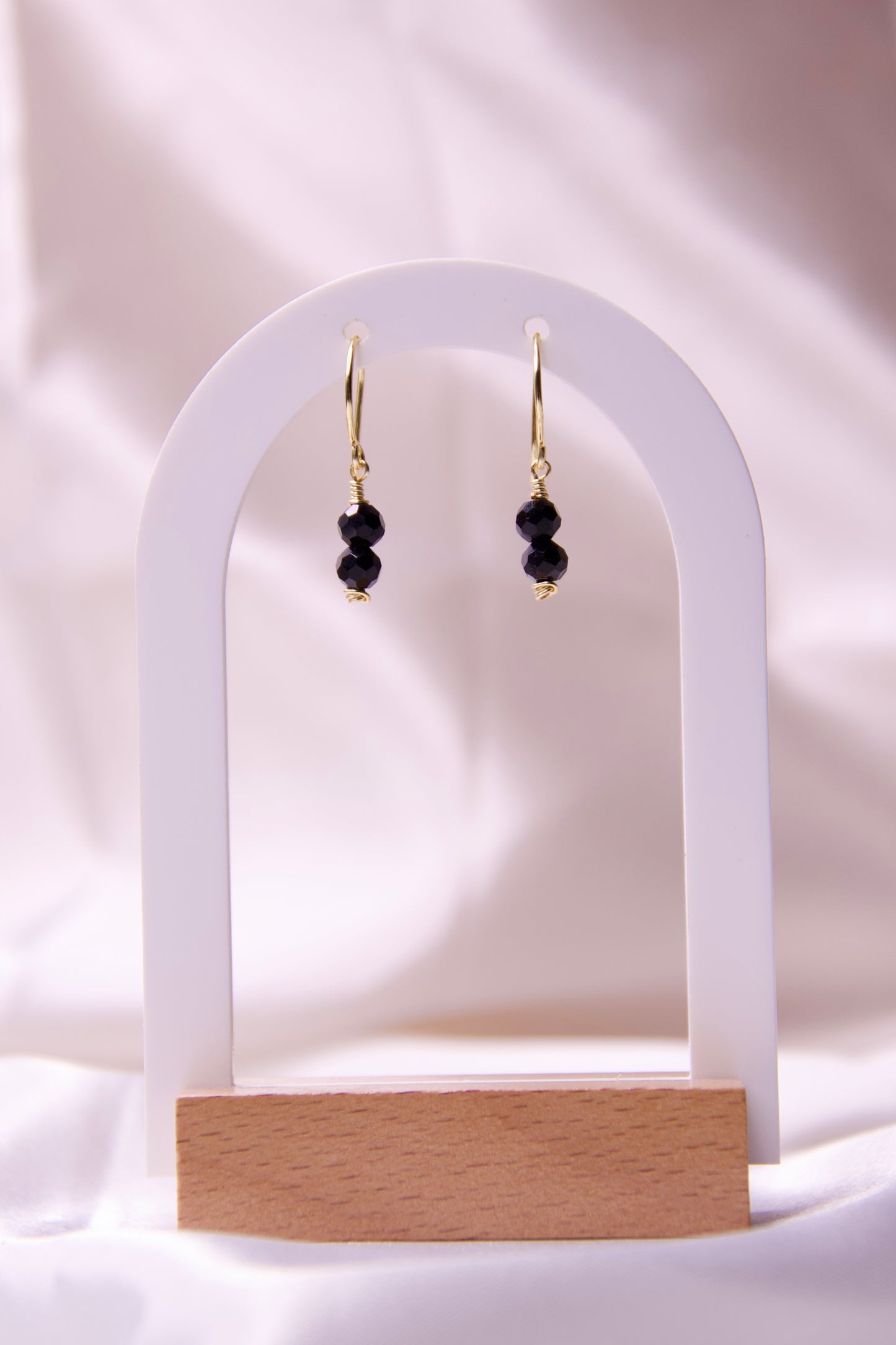 Handmade Black Onyx Gold Drop Earrings