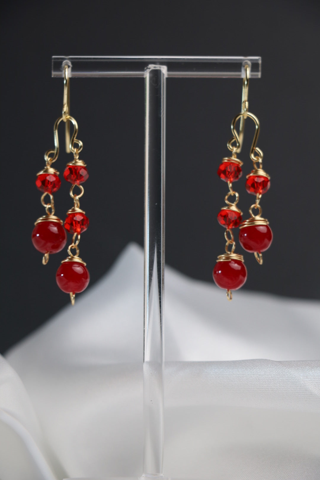Scarlet Flame Dangle Earrings