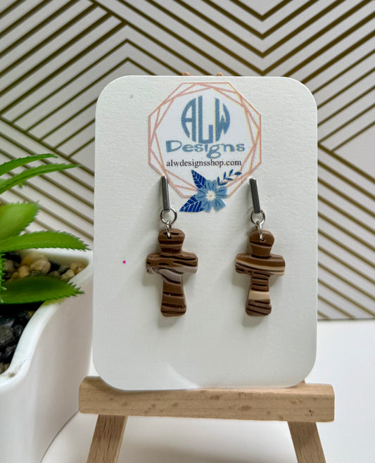 Cross earrings/ Daisy cross earrings
