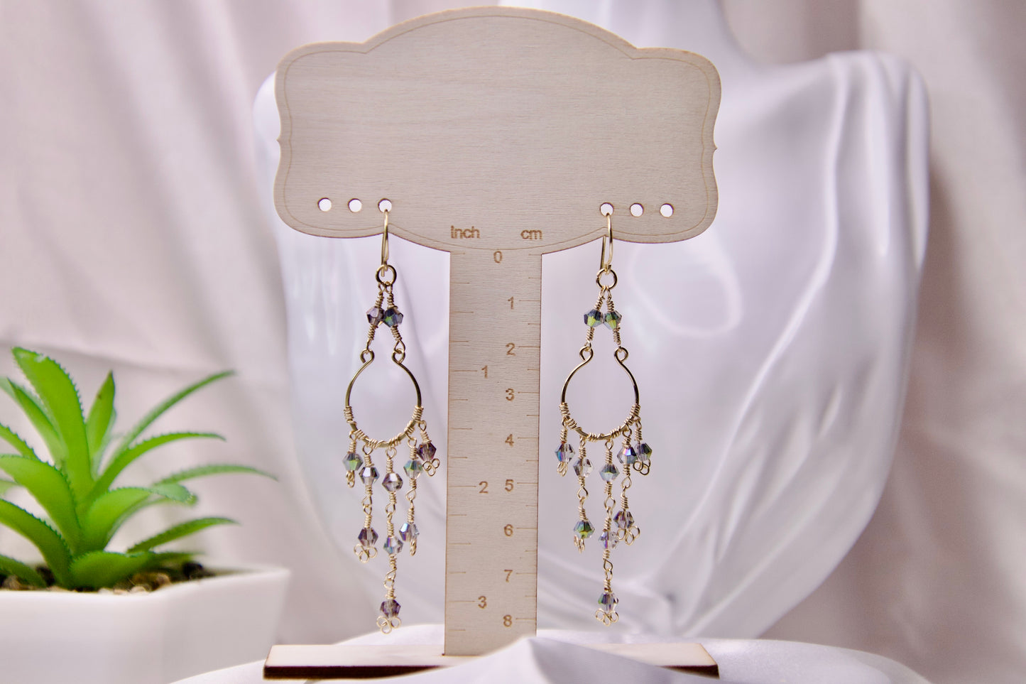 Blush Cascade Crystal Chandelier Earrings (Pink)/ Aurora Cascade Crystal Chandelier Earrings (Iridescent)