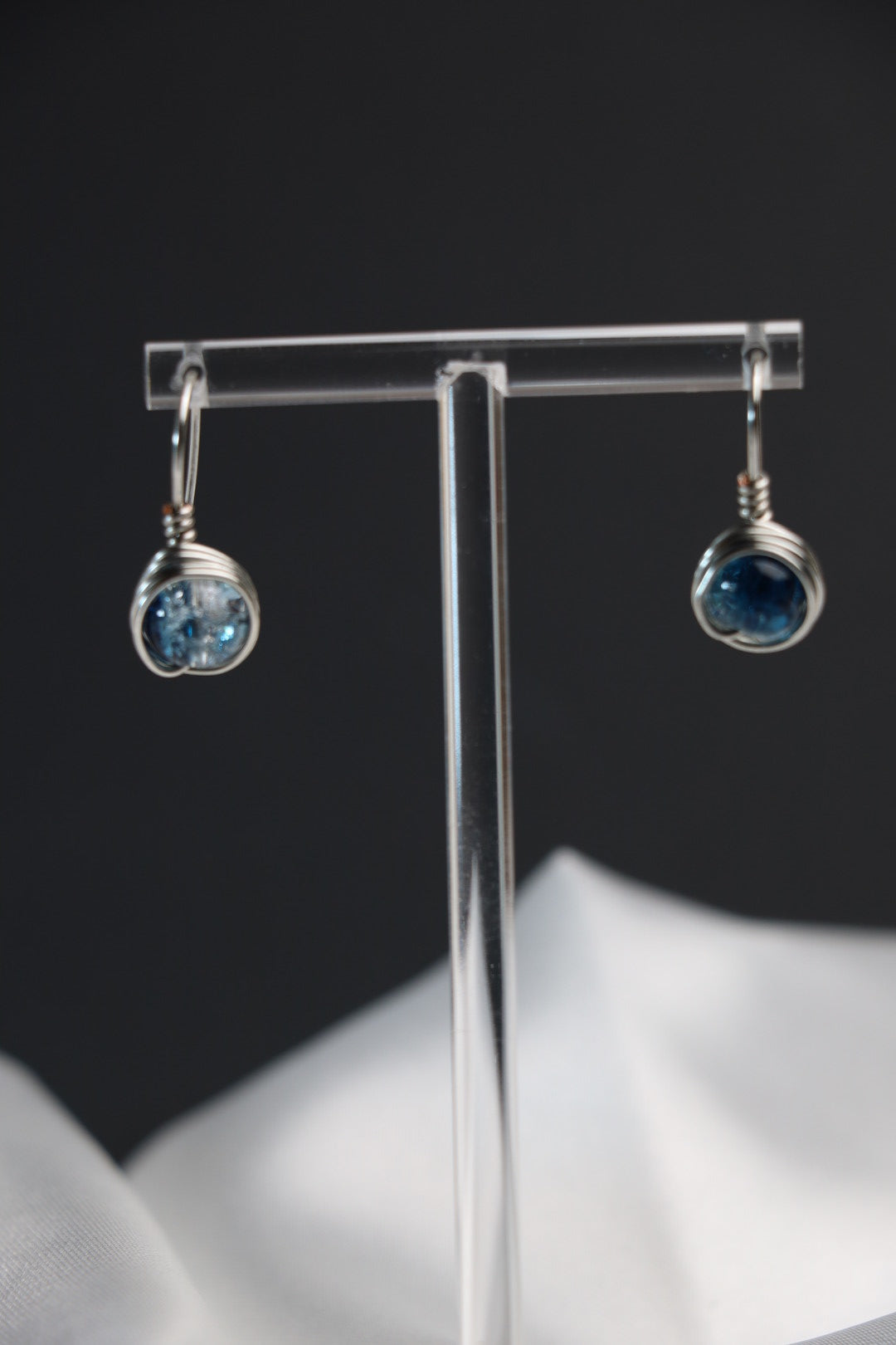 Whisper Drop Earrings – Deep Ocean Blue