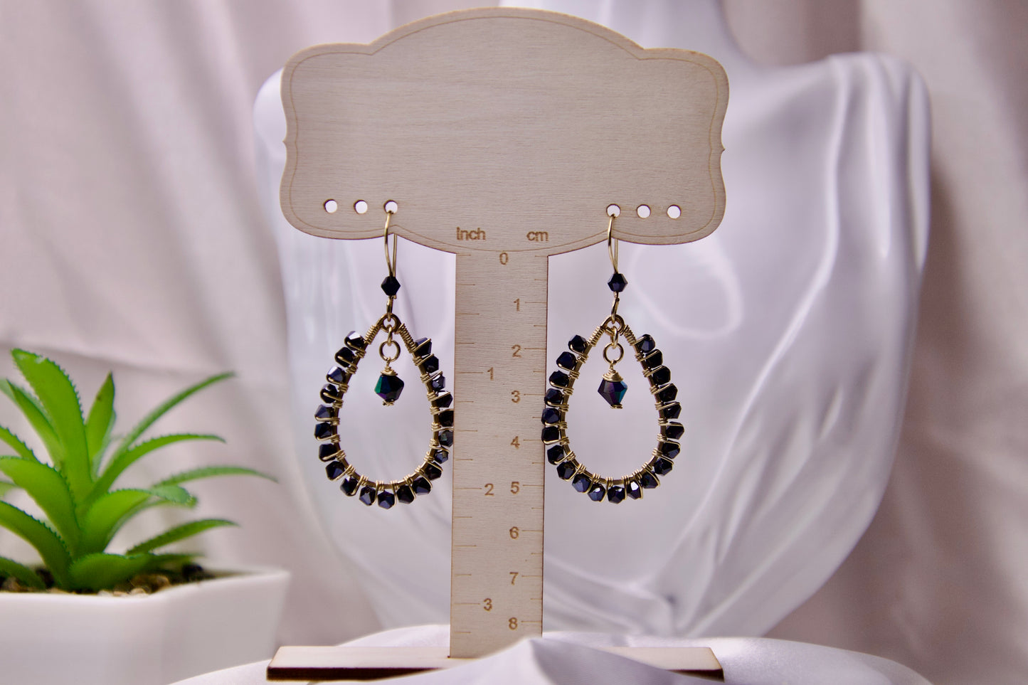 Midnight Elegance Black Crystal Teardrop Earrings